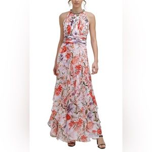 Calvin Klein: Womens Rhinestone Tiered Halter Dress